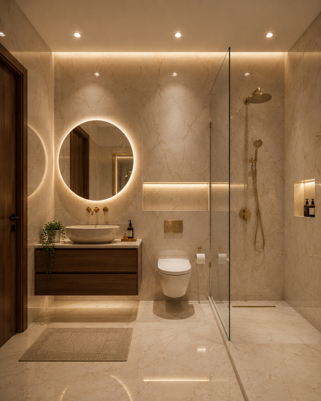 Bathroom — Fully tiled with walk-in shower, Velora II interior