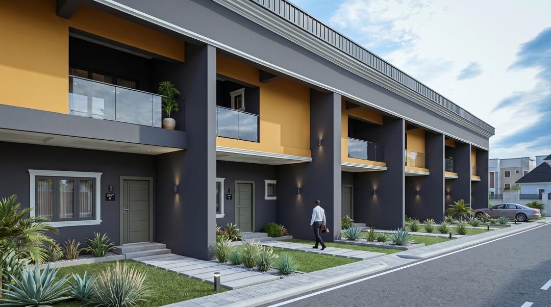 The Velora 1 street view of the terrace duplexes