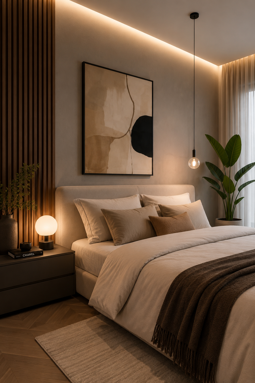 Second bedroom — Warm, layered lighting, Velora II interior